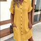 💎56% OFF! 💎 Women's Buttoned Short Sleeve Pocket Shirt Dress – Cotton Blend, Relaxed Fit & Everyday Versatility (M–2XL) 👗🌿