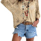 💐Spring Day Sale ⚡50K+ SOLD!✨Womens Bohemian-Inspired Beige Crochet Top with V-Neck