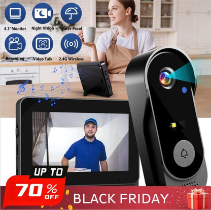 📺 Doorbell Camera with Screen – Live View, Two-way Talk, Night Vision 🔔