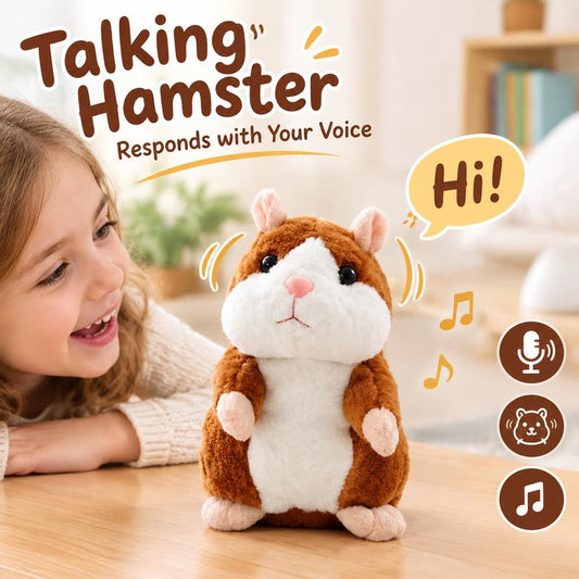🐹 Talking Hamster Plush – Repeats Whatever You Say, Auto Head-Shaking, Hilarious Fun for Kids & Adults, Soft Interactive Repeat Voice Toy (3×AAA, Batteries Not Included) ✨