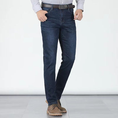 📢📢40% OFF !! ⏰Men's Elastic High Waist Straight Leg Jeans – Stretch Cotton, Breathable, Classic Fit ✨