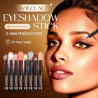📢📢50% OFF !!!⏰🎁✨8 Colors Glitter Eyeshadow Stick Waterproof & Long-Wearing & Multi-Use
