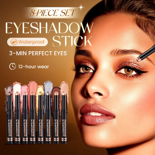 📢📢50% OFF !!!⏰🎁✨8 Colors Glitter Eyeshadow Stick Waterproof & Long-Wearing & Multi-Use
