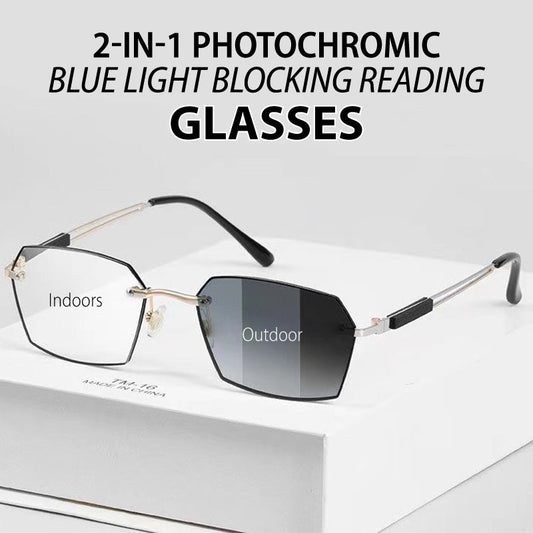 📢📢62 % OFF !!🎅2-in-1 Photochromic Blue Light Blocking Reading Glasses