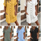 💎56% OFF! 💎 Women's Buttoned Short Sleeve Pocket Shirt Dress – Cotton Blend, Relaxed Fit & Everyday Versatility (M–2XL) 👗🌿