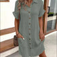 💎56% OFF! 💎 Women's Buttoned Short Sleeve Pocket Shirt Dress – Cotton Blend, Relaxed Fit & Everyday Versatility (M–2XL) 👗🌿