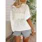 🏆LAST DAY SALE 50% OFF🔥Womens Summer Scoop Neck ShortSleeve Sweater Casual Crochet Hollow Out Knit Top