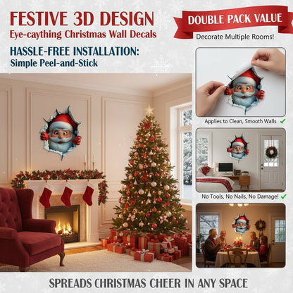 🔥Christmas Sale-Up to 50% OFF!!🎅Santa's Surprise 3D Wall Decals