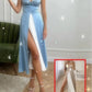 Women's Sleeveless Color Block Pleated Long Dress