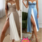 Women's Sleeveless Color Block Pleated Long Dress