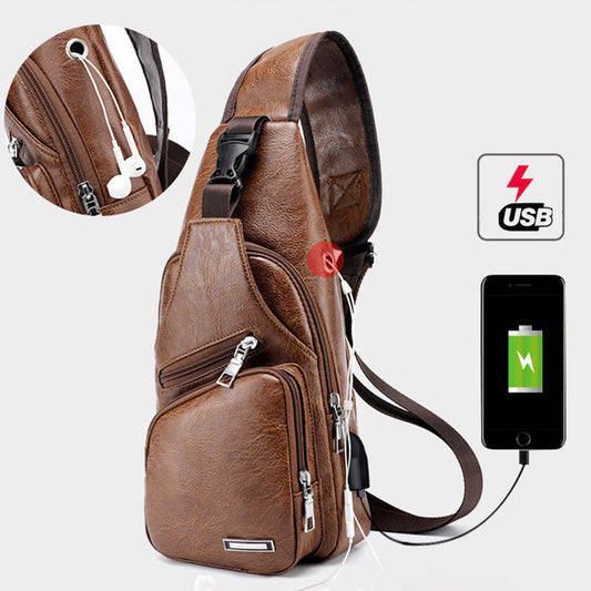 🎉 2026 Sale — Over 49,000 Sold! 😎 Men's Multifunctional High-Quality Leather Chest Bag – Sleek & Adjustable 🎒