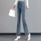 Women's Elastic Waist Frayed Hem Jeans