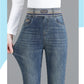 Women's Elastic Waist Frayed Hem Jeans