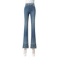 Women's Elastic Waist Frayed Hem Jeans