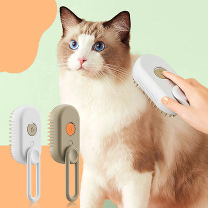 🐾 LIMITED-TIME 50% OFF! ✨ Pet Grooming Spray Brush – 3-in-1 Massage, One-Touch Mist, Rotating Handle 🧡
