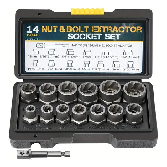 🔧 LIMITED-TIME 50% OFF! ⚙️ Damaged Screw & Bolt Extractor Set – 14-Piece, Chrome Moly Steel, No Drilling 🔩