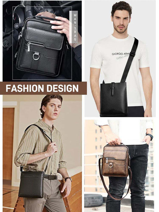 💼 50% OFF NOW!🚶‍♂️ Business Men's Casual Crossbody Bag – Water-Resistant PU Leather – Practical Shoulder Messenger Bag 🌧️