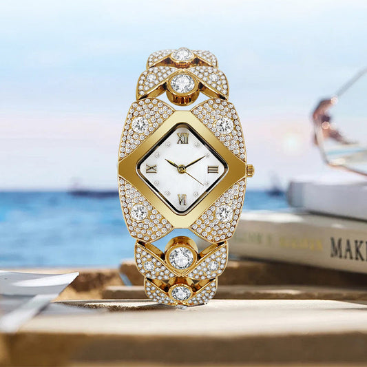 🔥Women's Retro Quartz Watch with Sparkling Rhinestones