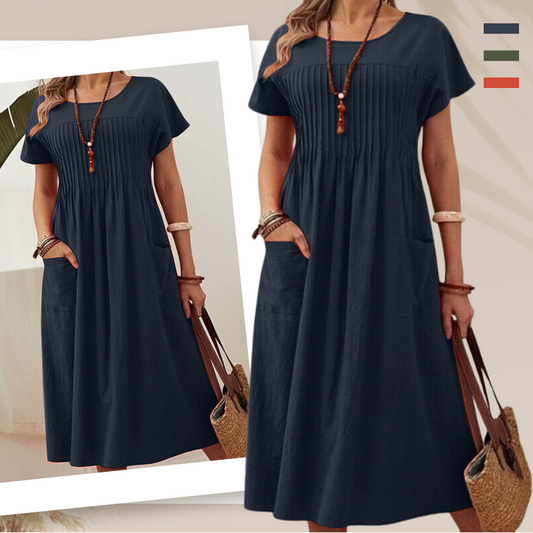 🔥While Supplies Last 63% OFF!🎉 Women’s Pleated Dress with Short Sleeves and Pockets