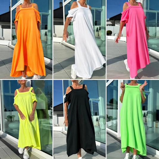🏖️Summer Specials🌴Women's Casual Cold Shoulder Maxi Dress