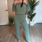 Off-the-shoulder ruffle jumpsuit | Relaxed and refined at the touch of a button