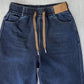 ⏰Women's Drawstring Straight-Leg Jeans with Elastic Waist👖