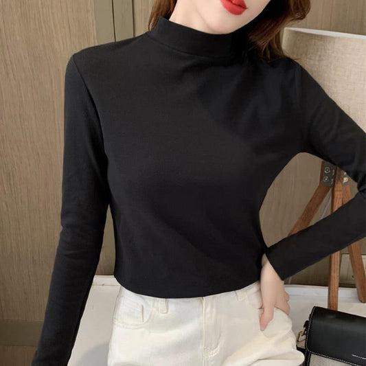 🔥Limited stock available 62% OFF🔥Women's Comfortable Solid Color Half High Neck Long Sleeve Top