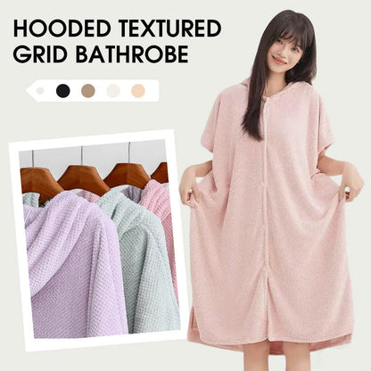 Women's Cosy Hooded Textured Grid Bathrobe（50% OFF）