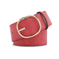 Women's Wide Faux Leather Belt with Round Buckle