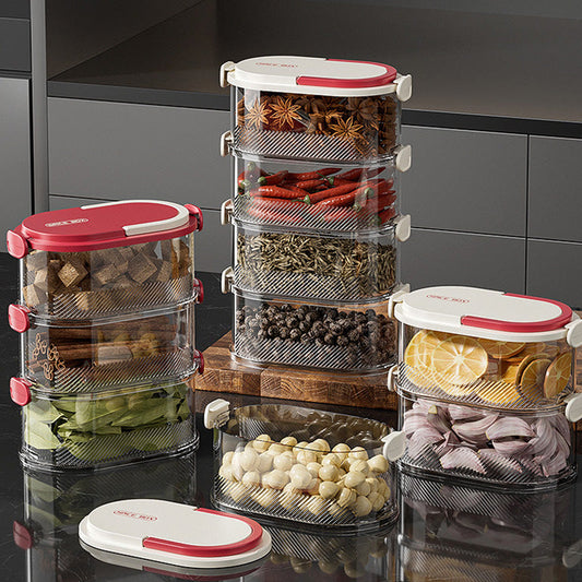 🧂 50% OFF NOW! 🫙 Multi-layer Sealed Spice Organizer – Airtight, Space-Saving & Transparent for Easy Kitchen Storage 🌶️📦✨