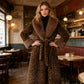 🧥Women's Leopard Print Fluffy Faux Fur Coat with Belt（50% OFF）