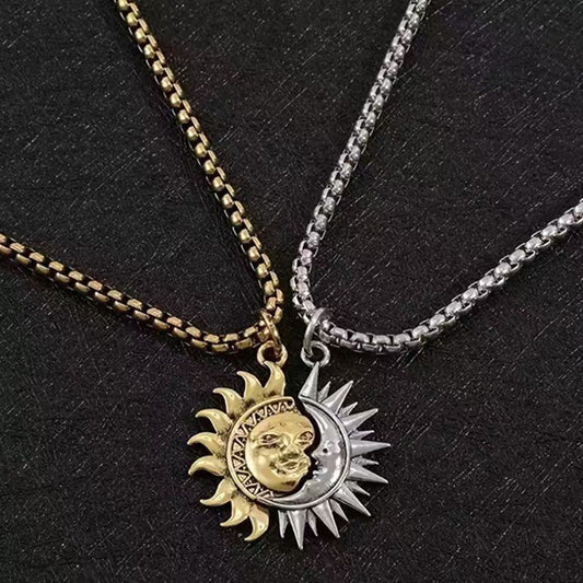 🌞 50% OFF NOW! 🌙 Sun & Moon Pendant Necklace Set – Symbolic Couple Jewelry, Asymmetrical Design & Meaningful Gift ✨