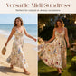 💐Spring Hot Sale 56% OFF!!🌿🌸Plus Size Floral Print Spaghetti Strap Midi Dress