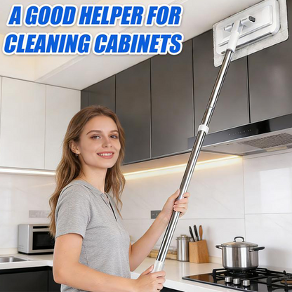 Telescopic Flat Dust Mop – Hands-Free Cloth Clamping, 358 Shark-Tooth Grip & Adjustable Stainless Steel Pole – Deep-Clean Ceilings, Walls & Floors 🏠