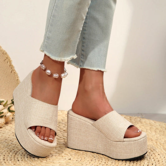 📢📢50% OFF !!!⏰Women's Open-Toe Slip-On Platform Wedge Sandals