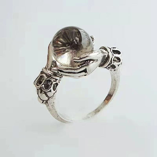 💍 50% OFF NOW! 🔮 Gothic Crystal Ball Hand Ring – Adjustable fit, sparkling gem & vintage vibes – perfect for witchy style, costumes or everyday edgy accessorizing 🖤