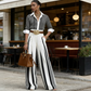 🎁New arrival 49% OFF💥 Women's Striped Shirt & Wide-Leg Pants 2-Piece Set