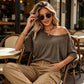 👚 50% OFF NOW! 🌊 Women's Casual Off-Shoulder Short Sleeve T-Shirt – Soft & breathable – Flirty neckline, relaxed fit – perfect for summer days or beach cover-ups ☀️