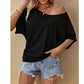 👚 50% OFF NOW! 🌊 Women's Casual Off-Shoulder Short Sleeve T-Shirt – Soft & breathable – Flirty neckline, relaxed fit – perfect for summer days or beach cover-ups ☀️