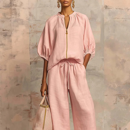 🔥 Hot sale 35% OFF🔥Women's Solid Color 2-Piece Casual Tracksuit Set