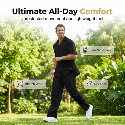 📢📢44% OFF !! ⏰Men's Casual Short Sleeve Shirt and Pants Set