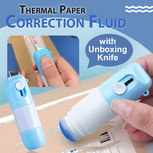🔪 BUY 1 GET 1 FREE! ✨ Thermal Paper Correction Fluid with Unboxing Knife – 2-in-1 ✨