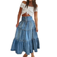 👗 50% OFF NOW! ⏰ Women's High Waisted Tiered A-Line Denim Maxi Skirt – Flattering, flowy & perfect for everyday casual chic 💙