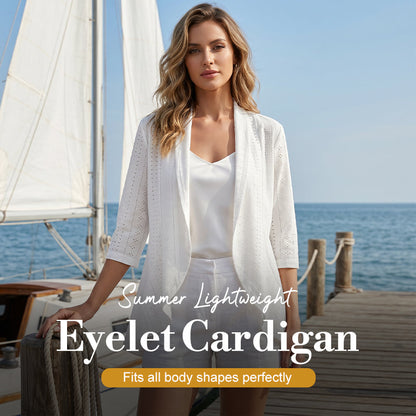 ⏰🔥LIMITED TIME 60% OFF!🔥 🌼Summer Hot Sale🔥Women's Summer Lightweight Eyelet Cardigan