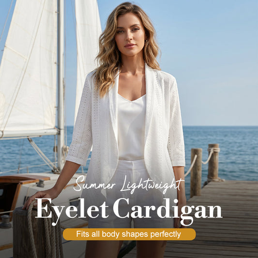 ⏰🔥LIMITED TIME 60% OFF!🔥 🌼Summer Hot Sale🔥Women's Summer Lightweight Eyelet Cardigan