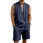 🧵 LIMITED-TIME 53% OFF! ✨ Men's Linen Sleeveless Set – Top & Shorts, Lace-Up, 7 Colors ☀️
