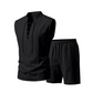 🧵 LIMITED-TIME 53% OFF! ✨ Men's Linen Sleeveless Set – Top & Shorts, Lace-Up, 7 Colors ☀️