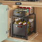 💪🥫Double-Tier Pull-Out Shelf Cabinet Organiser – 5 Height Adjustments, 2 Pull-Out Tiers, Carbon Steel & Large Capacity – No Assembly Required ✨