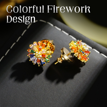 ✨ LIMITED-TIME 50% OFF! ✨ Colorful Firework Stud Earrings – Cubic Zirconia, 18K Plated, Festive 🎆