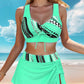 🩱 LIMITED-TIME 50% OFF! ✨ Women's 3-Piece Printed Swimsuit – V-Neck, Drawstring, Criss-Cross Back 🌺